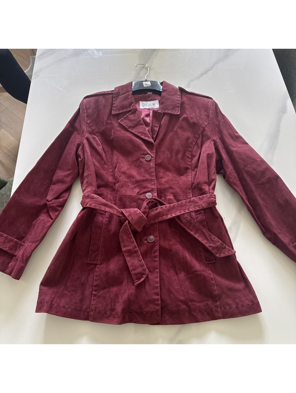 New Without Tags - Burgundy Suede Leather Ladies Guillaume Jacket In Large